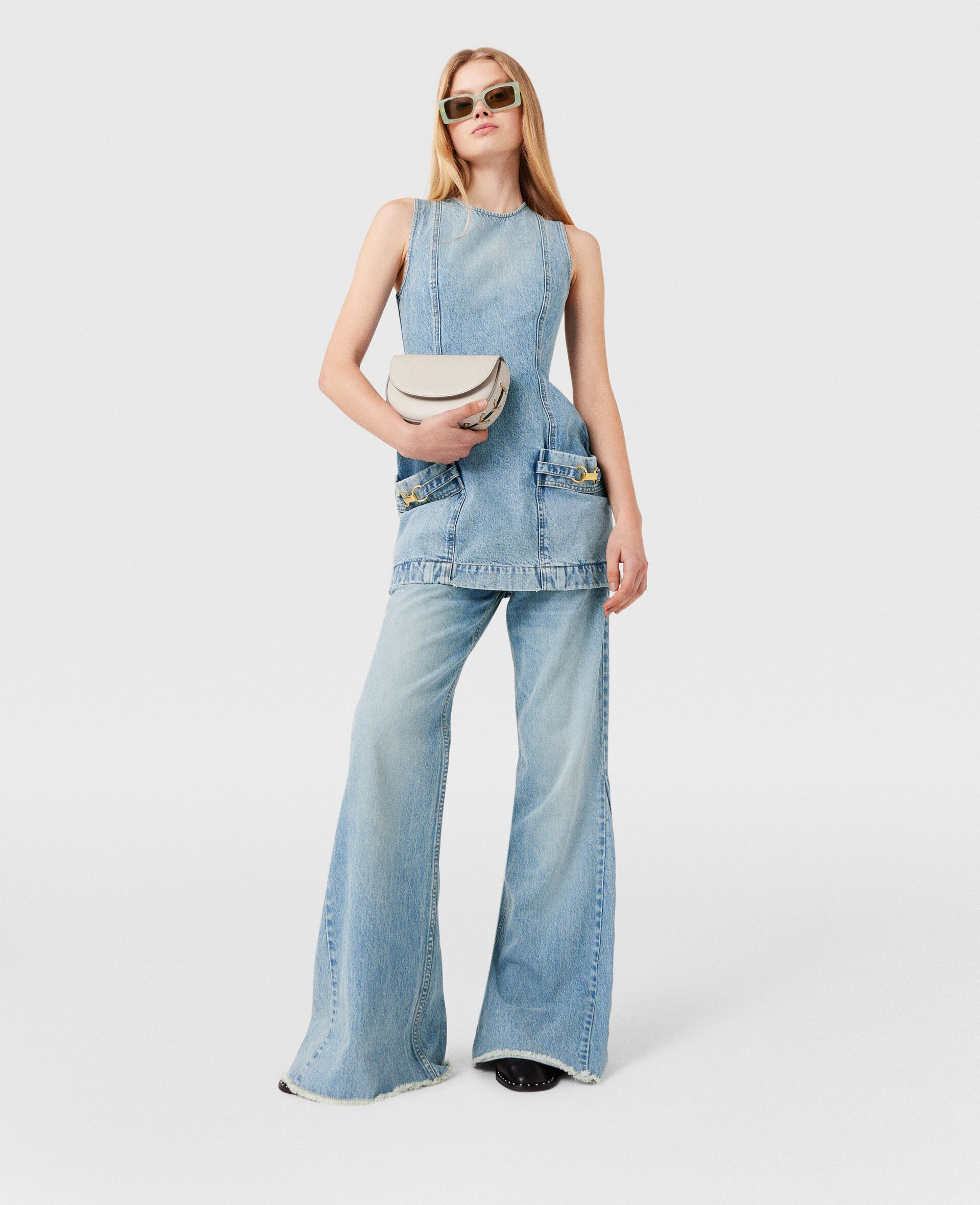 Stella Mccartney Faded Button Dress In Blue