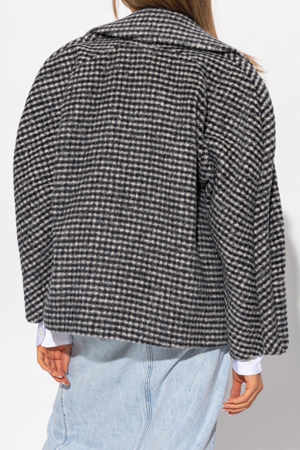 Dries Van Noten Oversized Checked Wool-blend Coat In Black