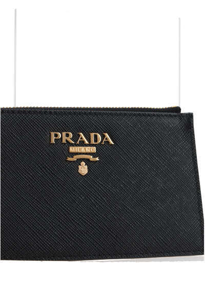 Prada Logo-plaque Leather Wallet In Black