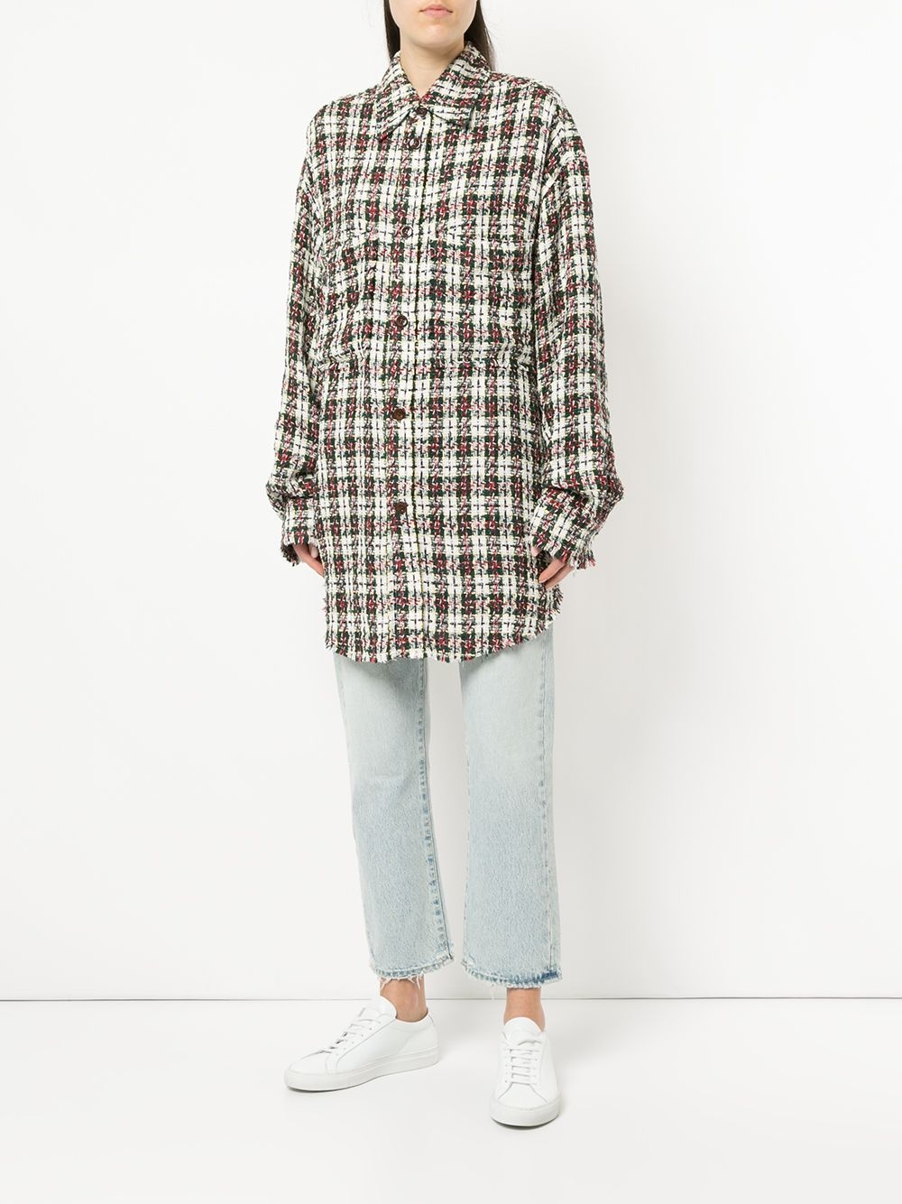 Shop Faith Connexion Buckle Plaid Casual Jacket In Multicolor