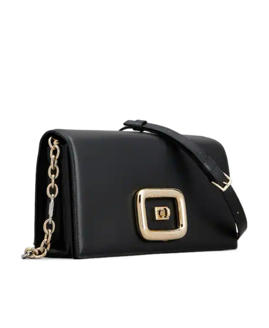 Roger Vivier Structured Chain Shoulder Bag In Black