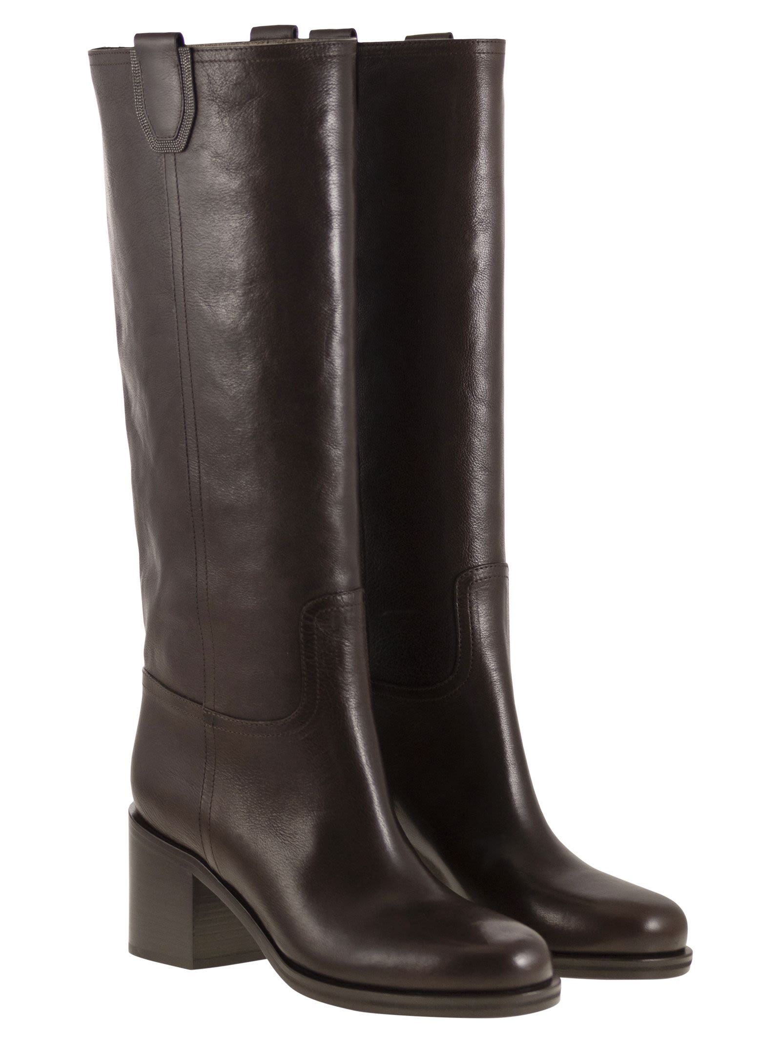 Brunello Cucinelli Leather Knee-high Boots In Black