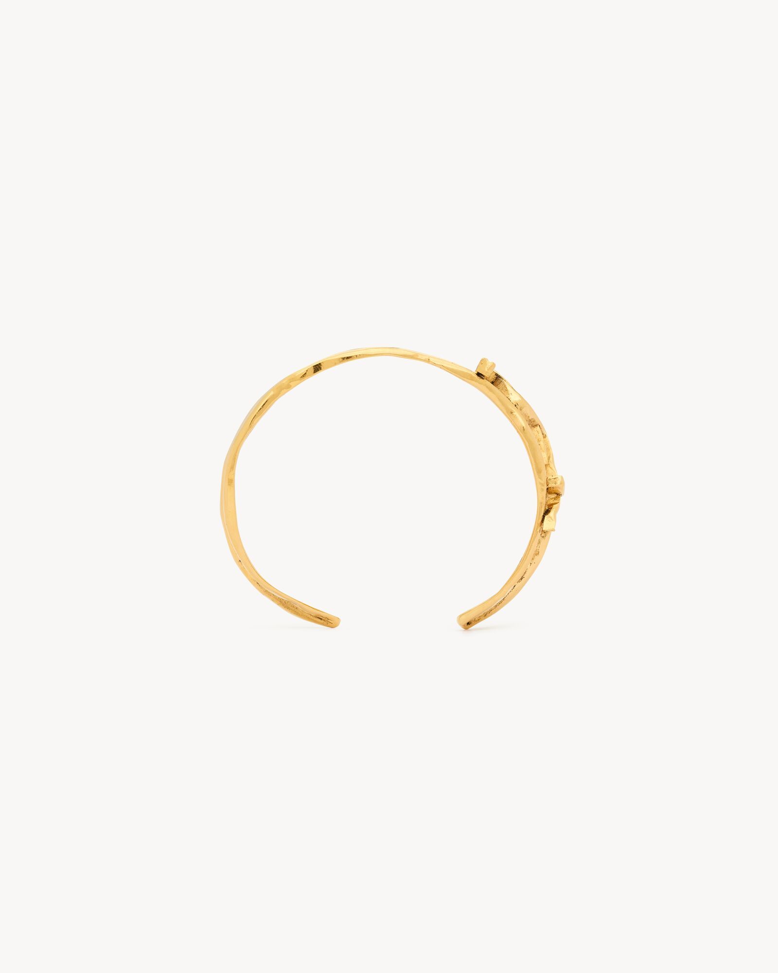 Saint Laurent Le Cassandre Metal Double Layer Bracelet In Gold