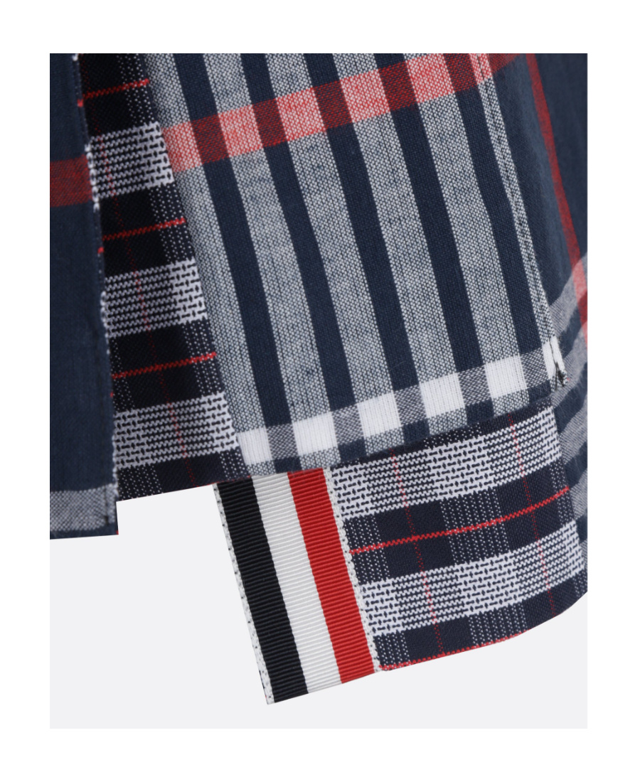 Thom Browne Mini Skirt With Pleated Design And Tricolor Detail In Black