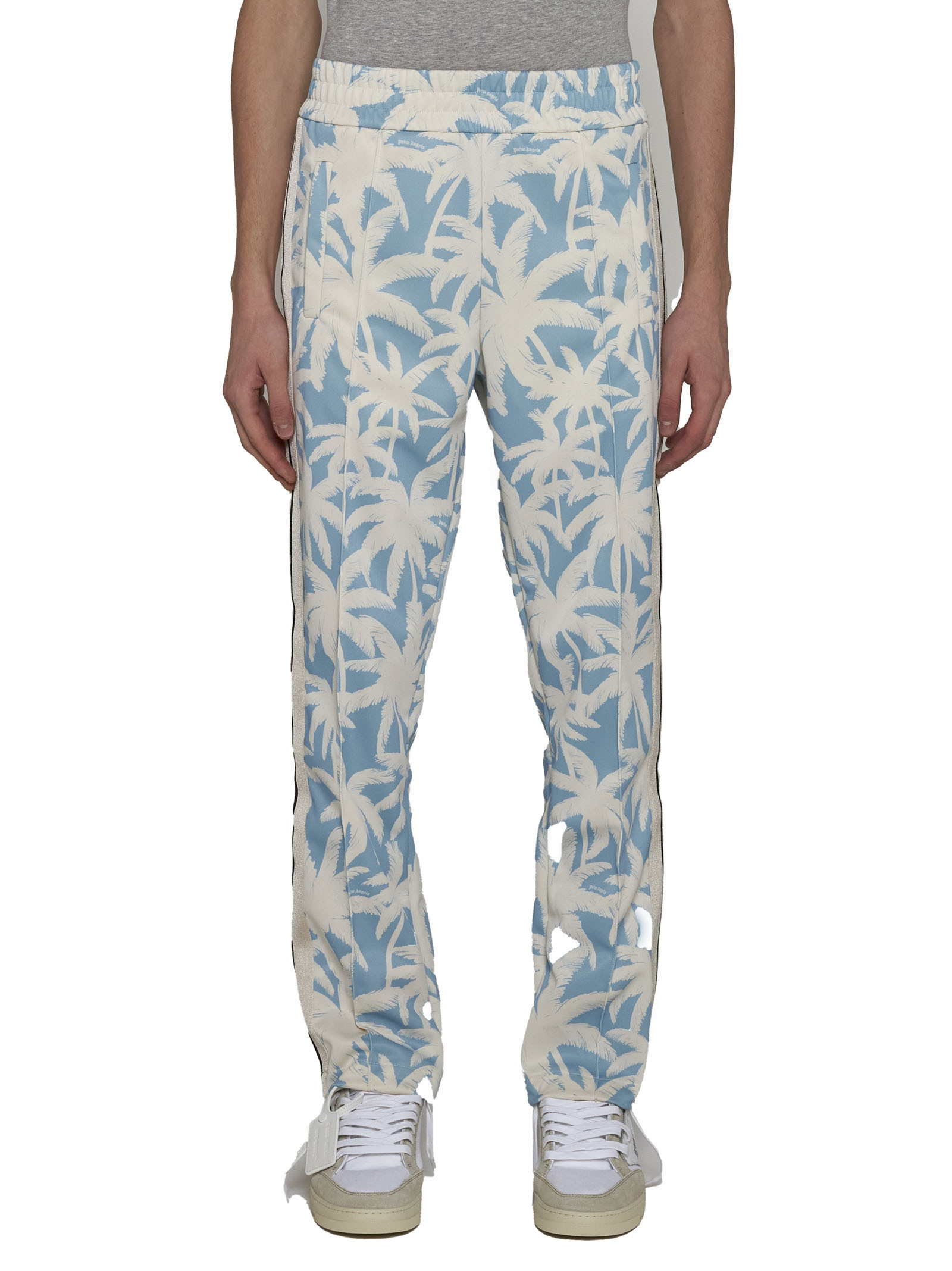 Palm Angels Palm-printed Elasticated Waist Track Pants In Gray