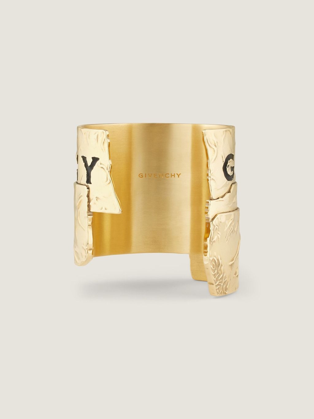Givenchy Tape Cuff In Metal And Enamel In Gold