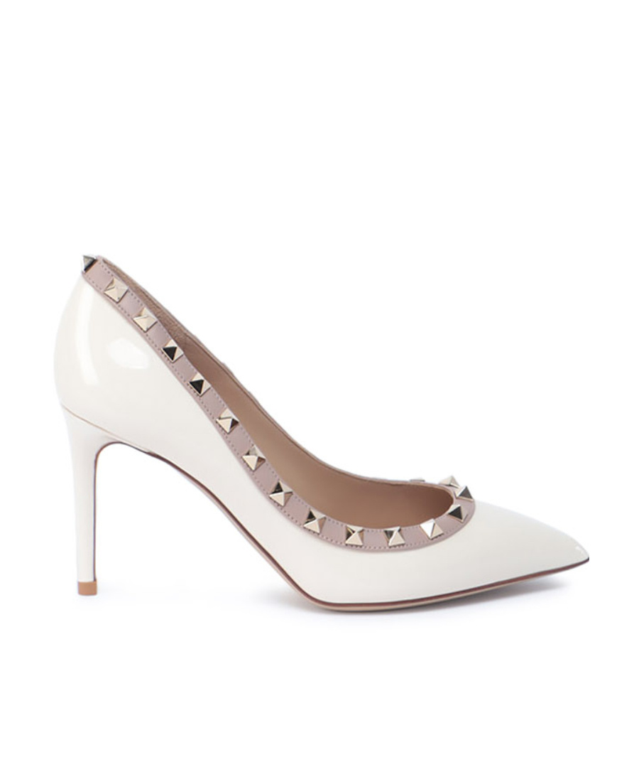 Valentino Garavani Rockstud-embellished Pointed-toe Pumps In White