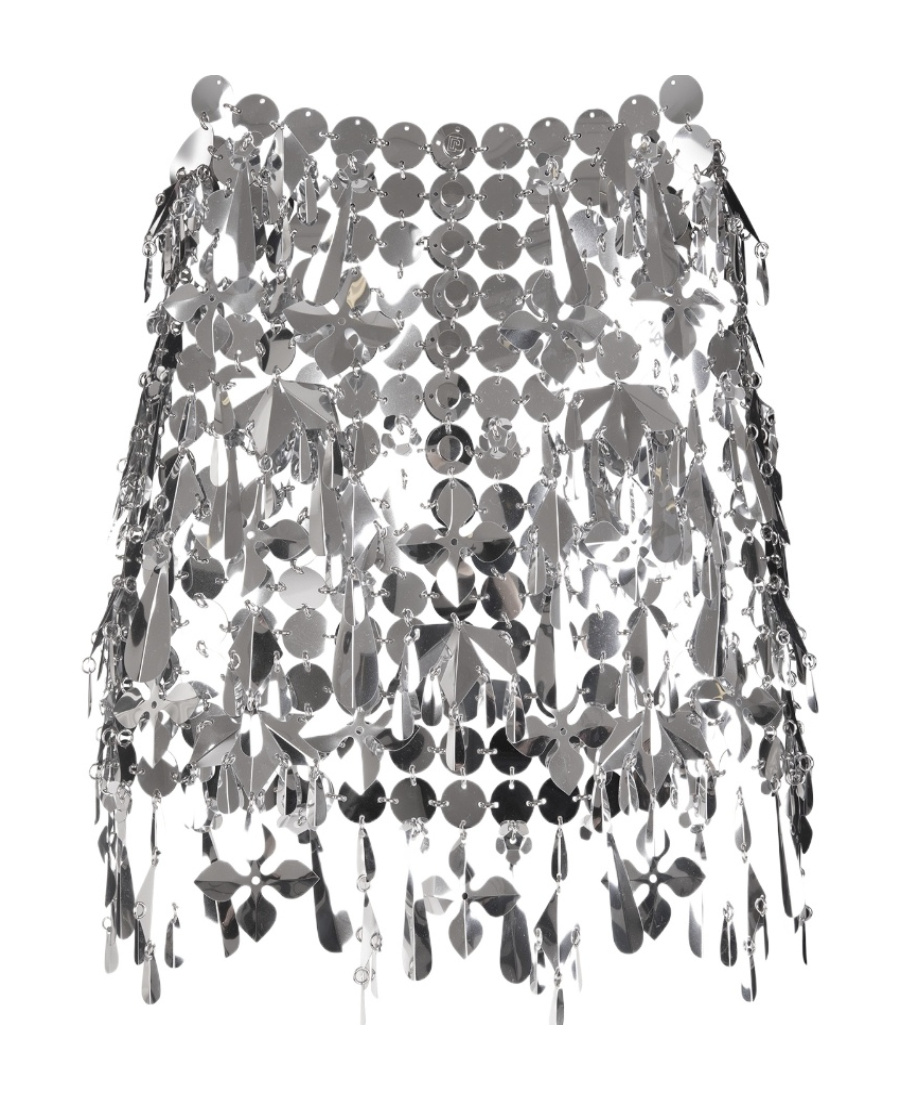 Shop Rabanne Chainmail Mini Skirt In Gray