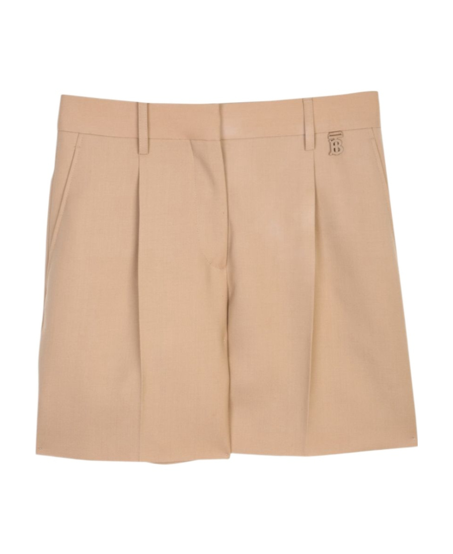 Burberry Logo Detailed Pleated Shorts In Brown