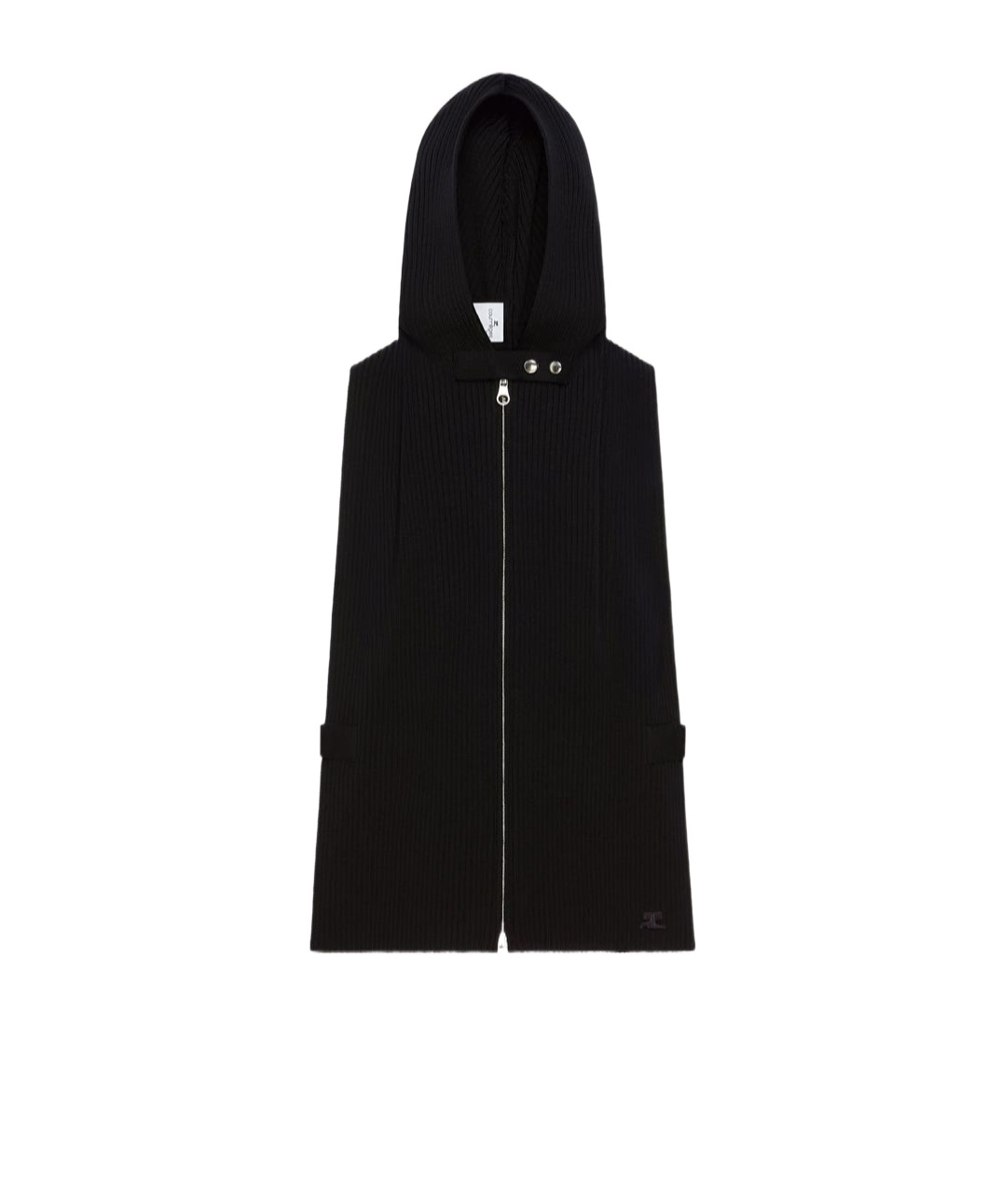Courrèges Zip-up Hooded Vest In Black