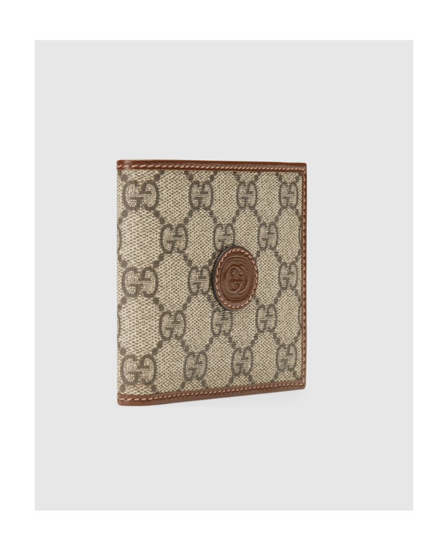 Shop Gucci Gg-canvas Logo-patch Wallet In Nude
