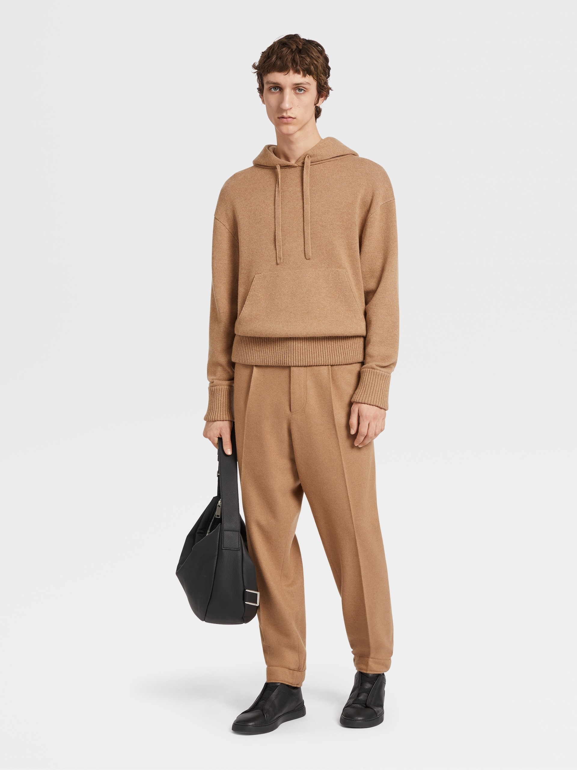 Shop Zegna Oasi Drawstring Cashmere Hoodie In Nude