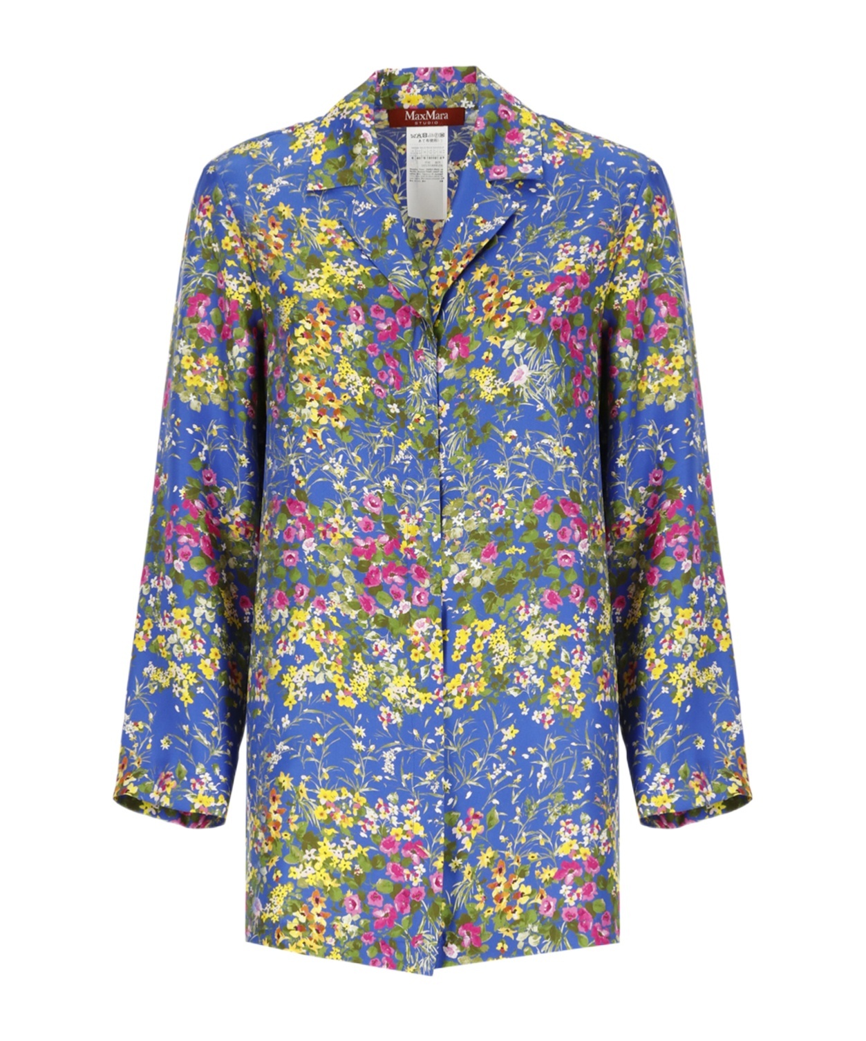 Max Mara Studio Woman Shirt Blue Size 4 Silk In Multicolor