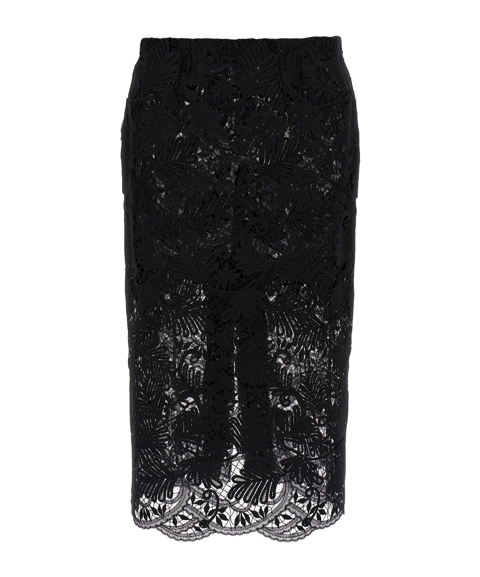 Ermanno Scervino Intricate Lace Effect Skirt With Tulle Lining In Black