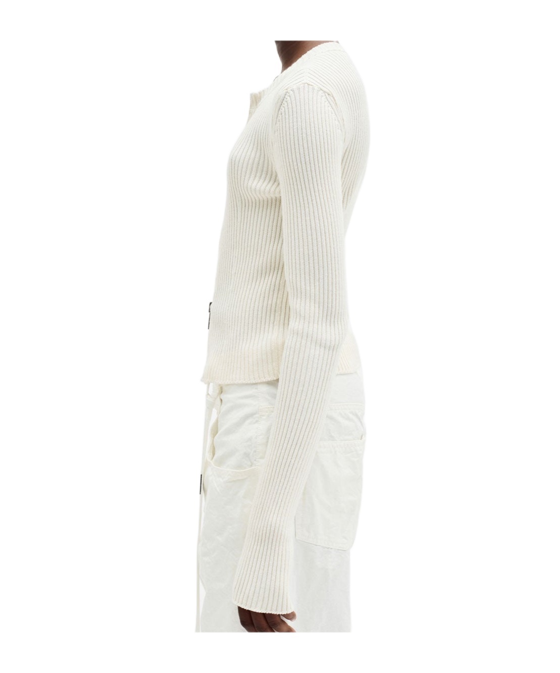 Ann Demeulemeester Cropped Zip-up Cardigan In White