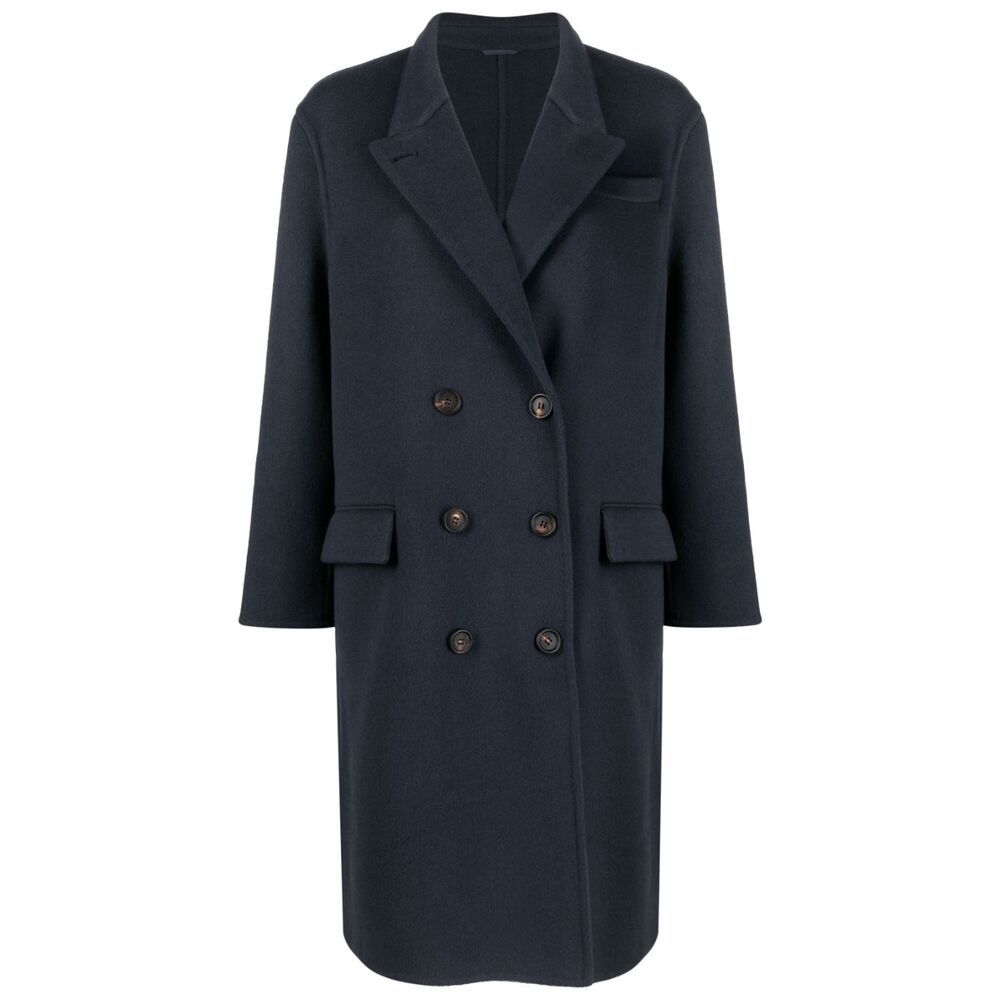 Brunello Cucinelli Double-breasted Button-fastening Coat In Black