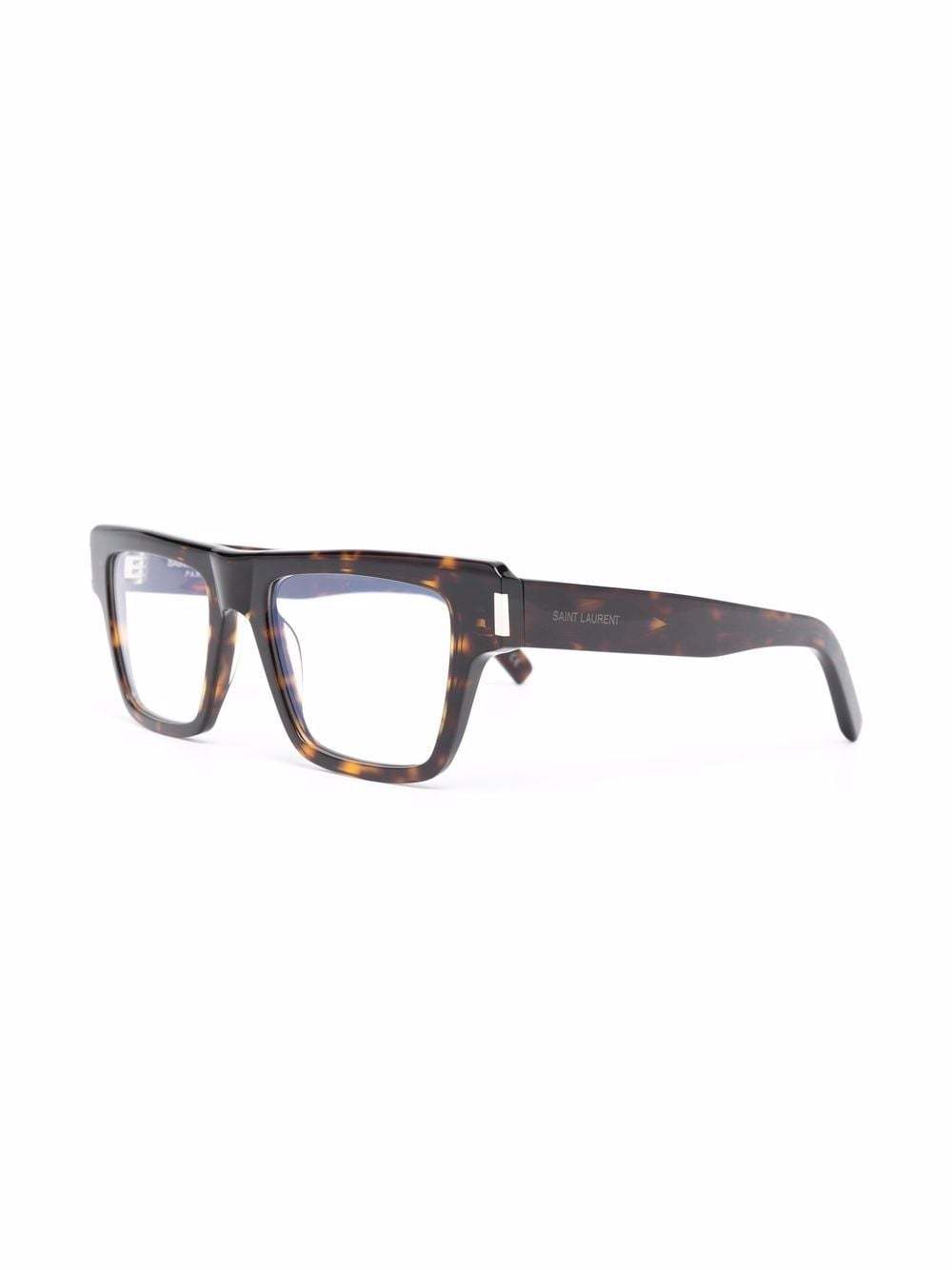 Saint Laurent Square Frame Tortoise Glasses In Black