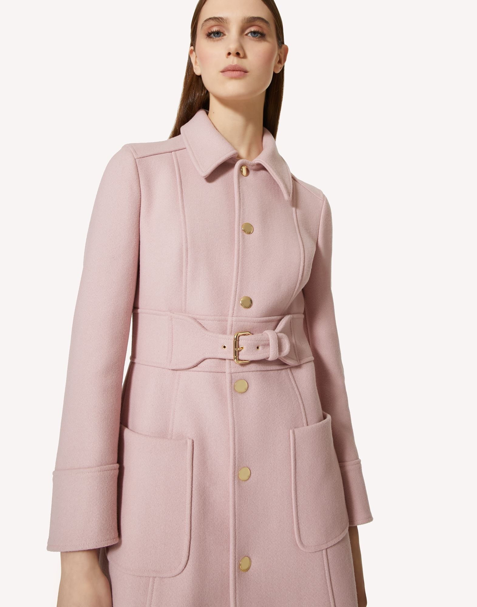 Red Valentino New Shearing Wool Cashmere Coat In Pink
