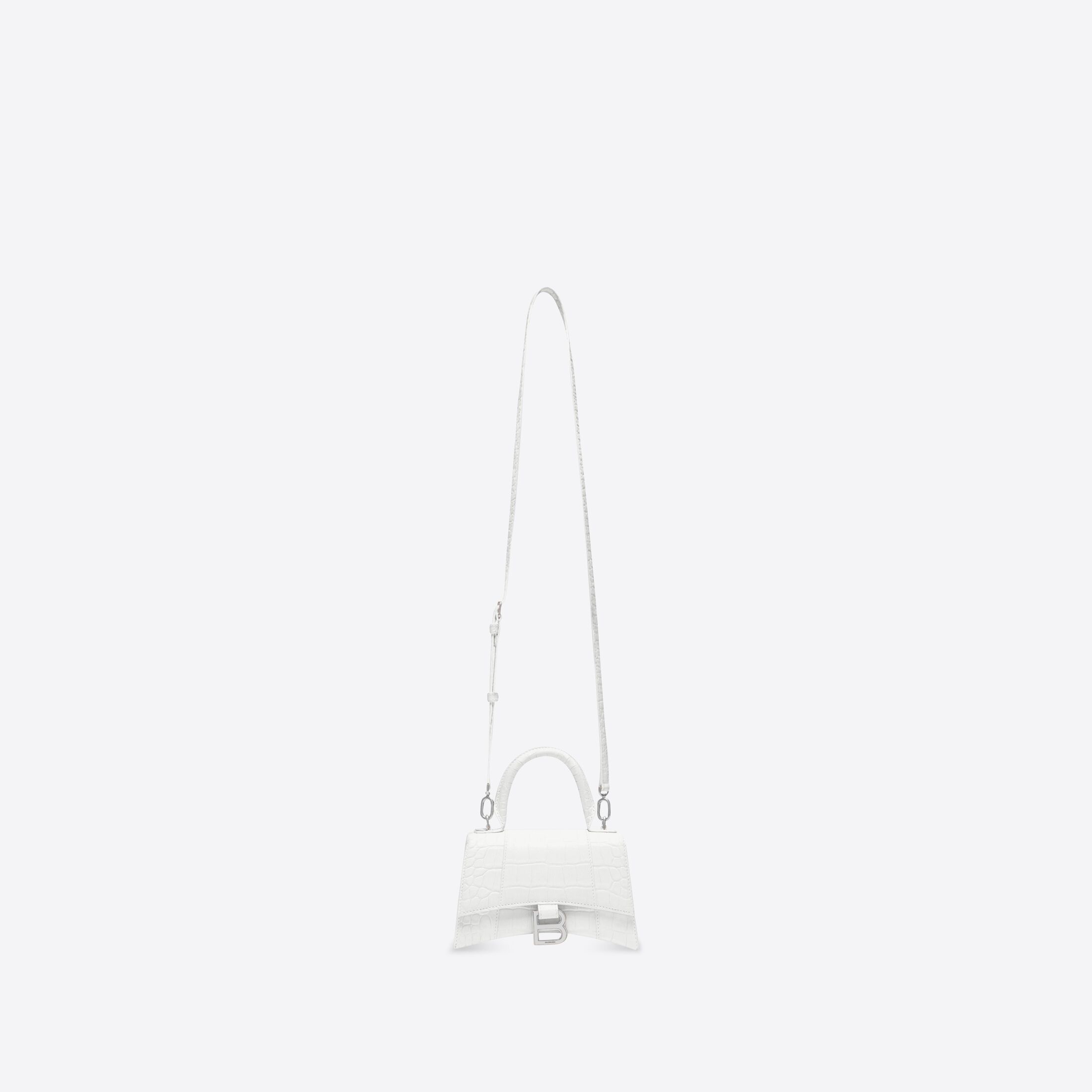 Balenciaga Borsetta Hourglass Xs Con Lavorazione Coccodrillo Da Donna In Bianco In White