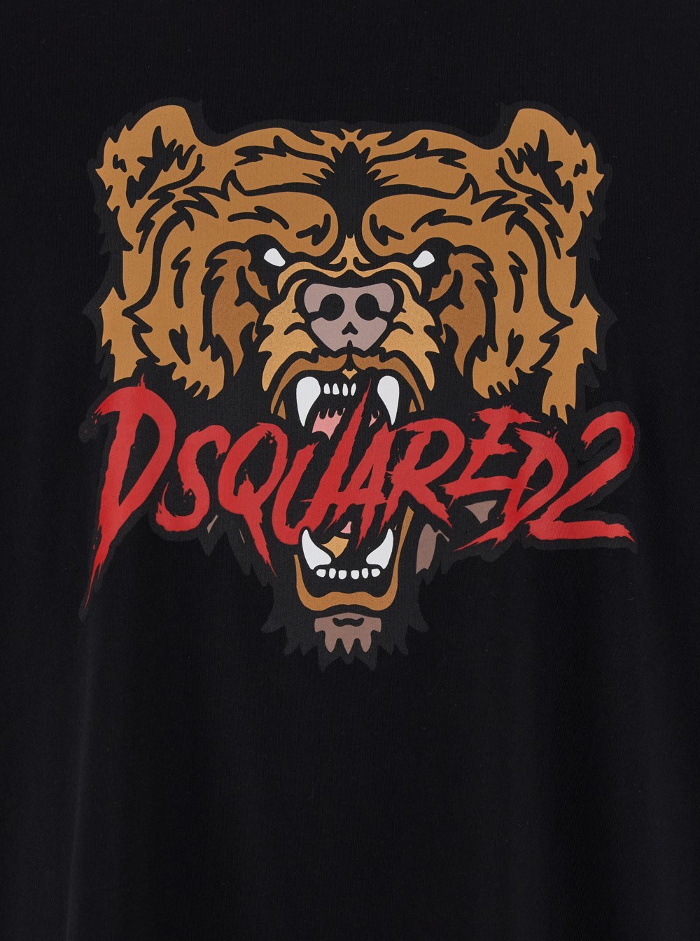 Dsquared2 Black Cotton Regular Fit T-shirt With Bear Print In Black
