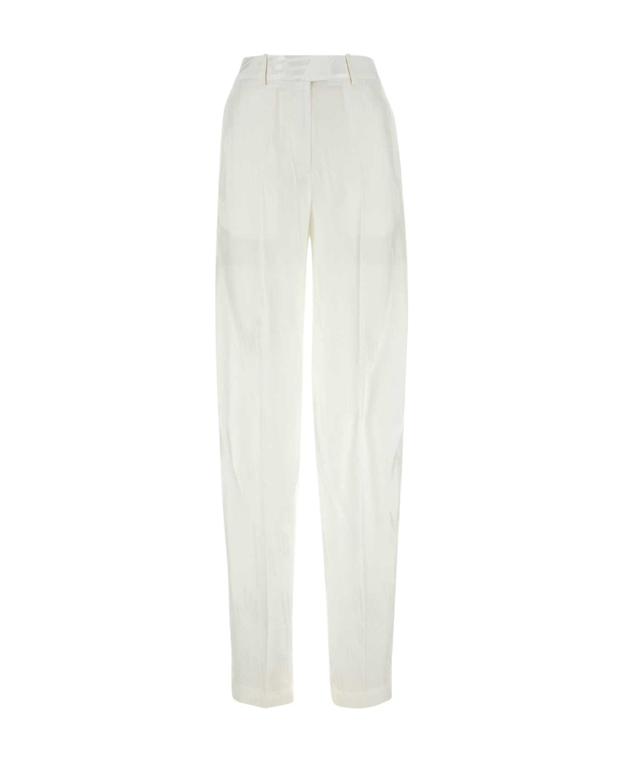 Attico Satin Waistband Pleated Trousers In White