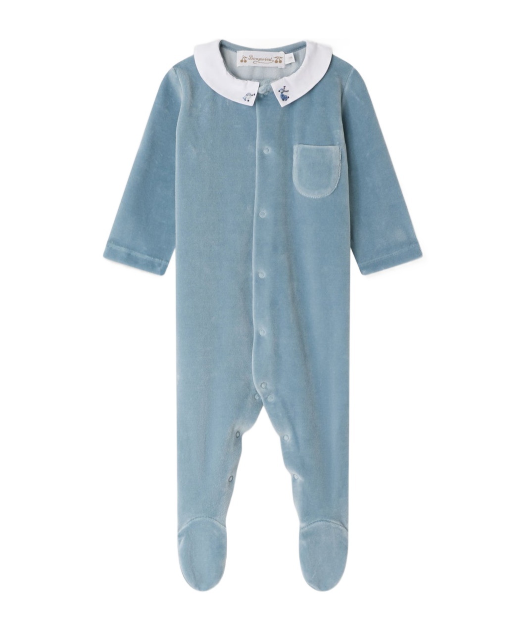 Bonpoint Tilouan Velvet Bodysuit In Blue