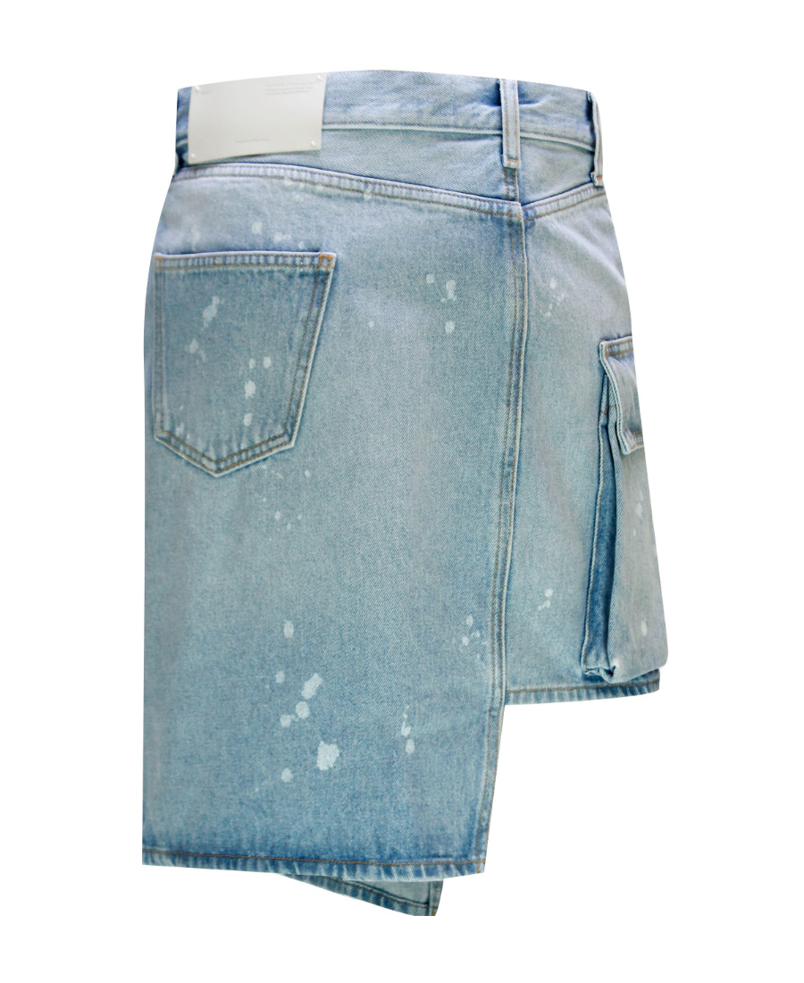Off-white Asymmetric Denim Miniskirt In Blue