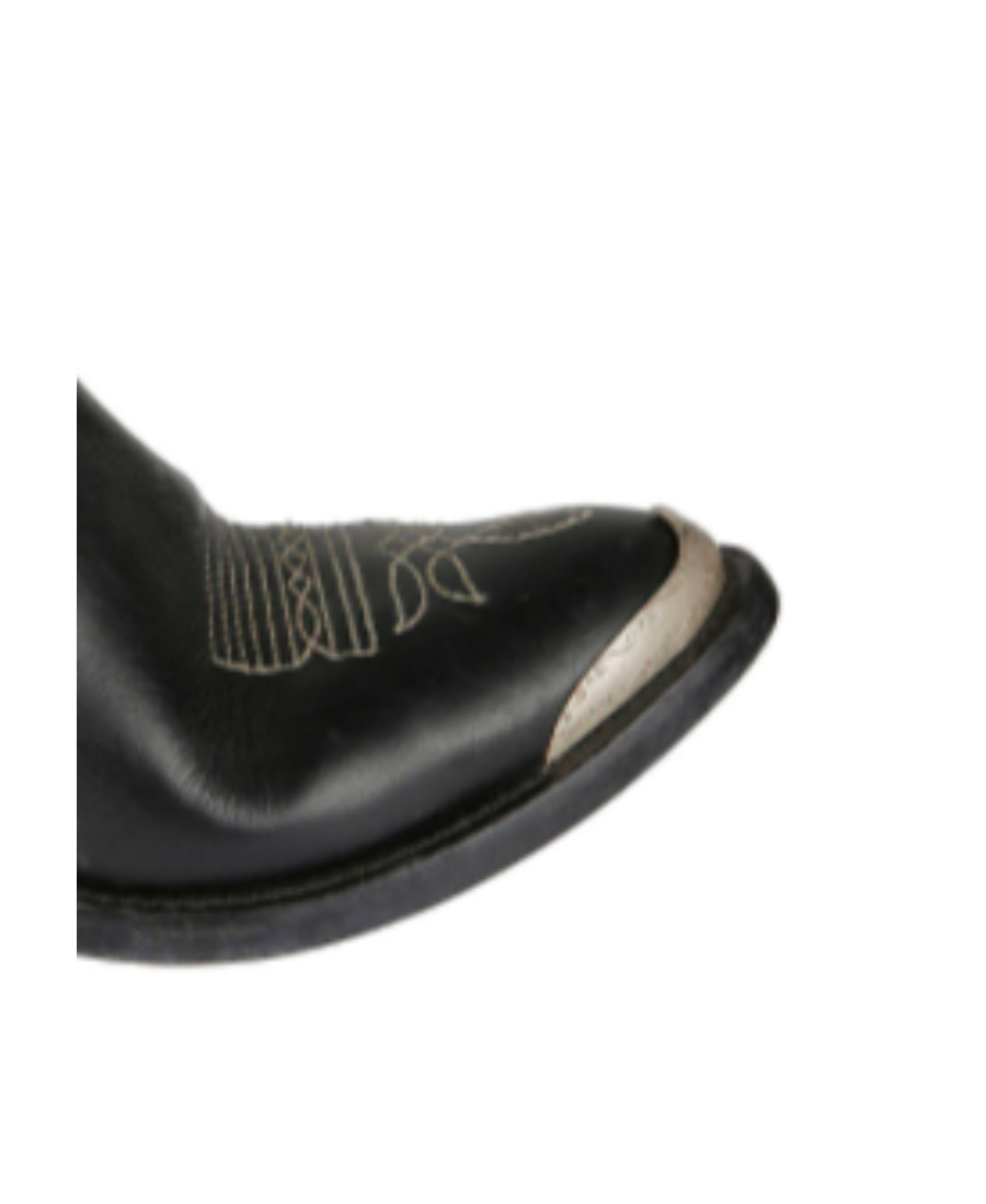 Golden Goose Young Ankle Boots In Leather With Cowboy-style Decoration In Black