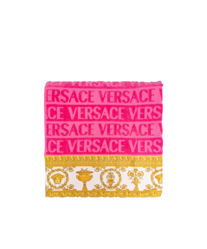 Versace Home Logo Bath Towel In Pink