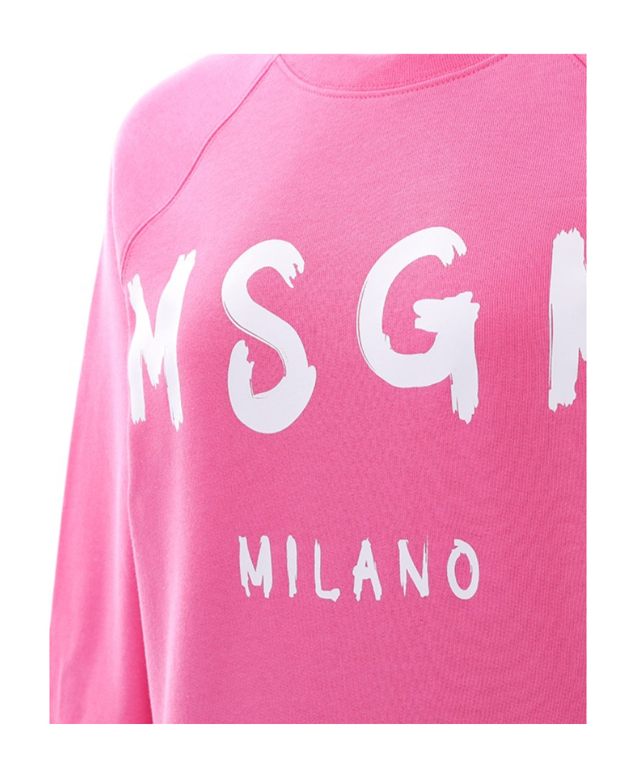 Msgm Letter Printed Round Neck Sweater In Pink
