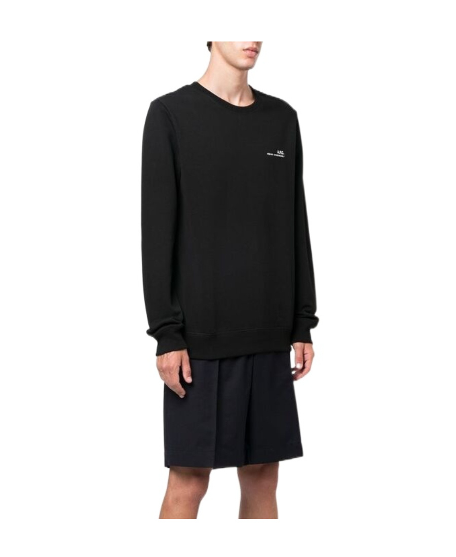 Apc Organic Cotton Sweatshirt With Minimalist Branding And Comfortable Fit In Black