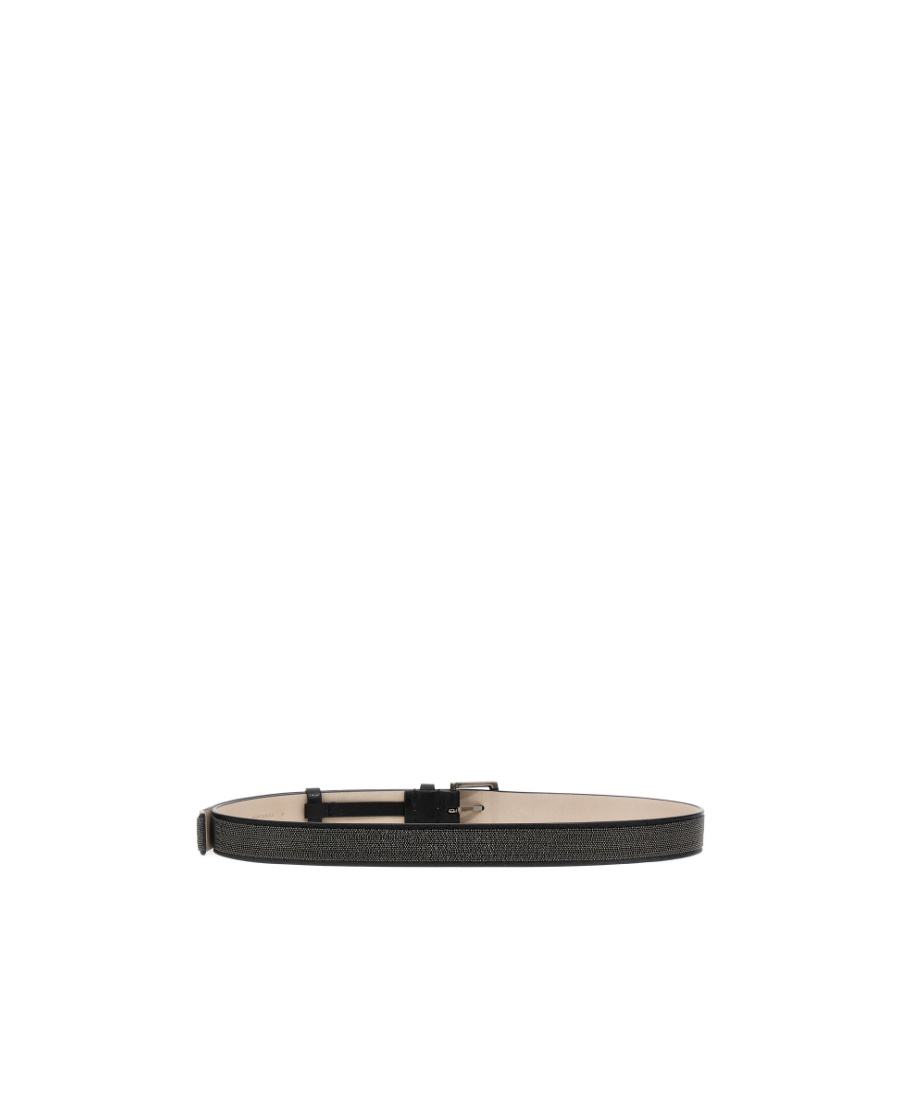 Brunello Cucinelli Bead-embellished Leather Belt In Black