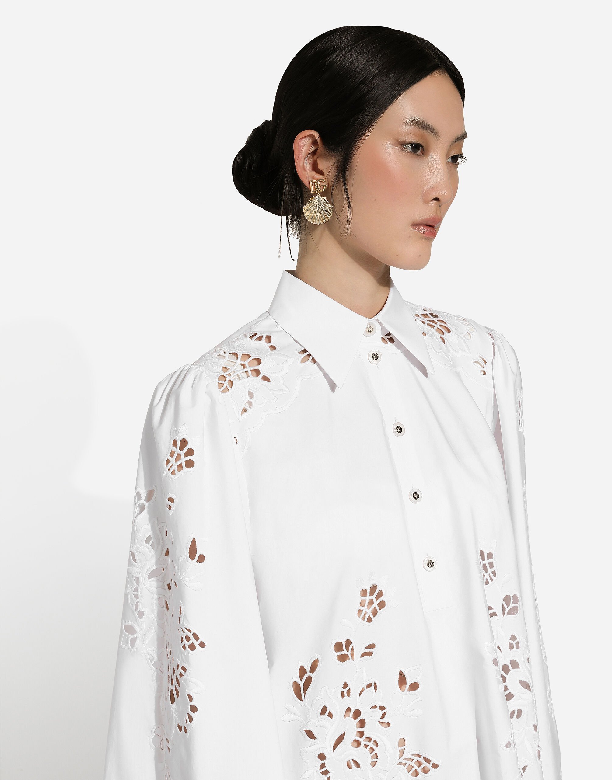 Dolce & Gabbana Shirt Dress With Cut-out Detailing In White