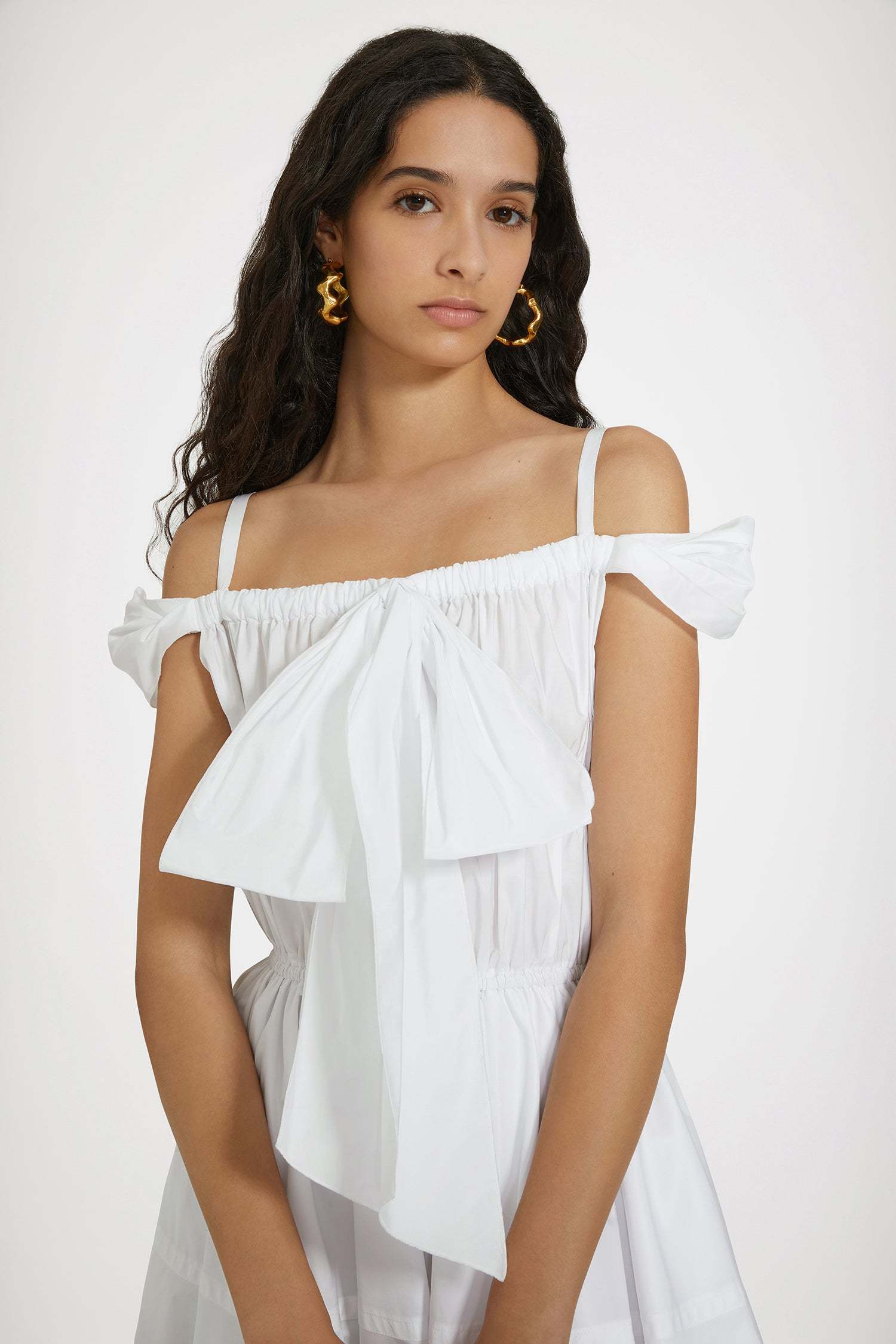 Patou Bow-detail Flared Midi Dress In White