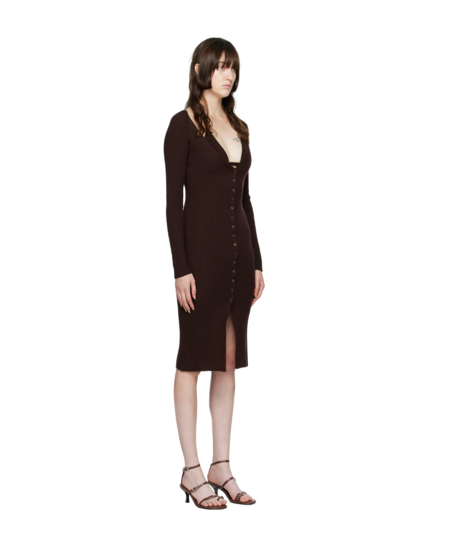 Blumarine Logo Ribbed Dress In Black