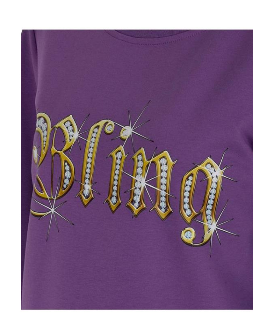 Moschino Long Sweater With Round Neck And Long Sleeves In Purple