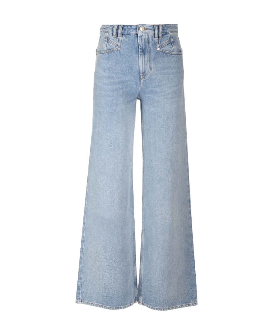 Isabel Marant Wide-leg Denim Trousers With Belt Loops In Gray
