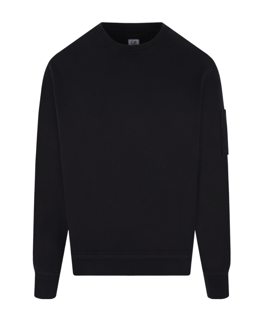 C.p. Company Stretch Fleece Long-sleeved Sweatshirt In Black