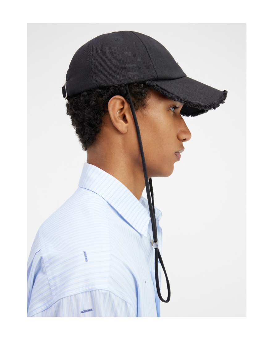 Jacquemus Le Casquette Artichaut Black Baseball Cap With Drawstring In Cotton Man In Black