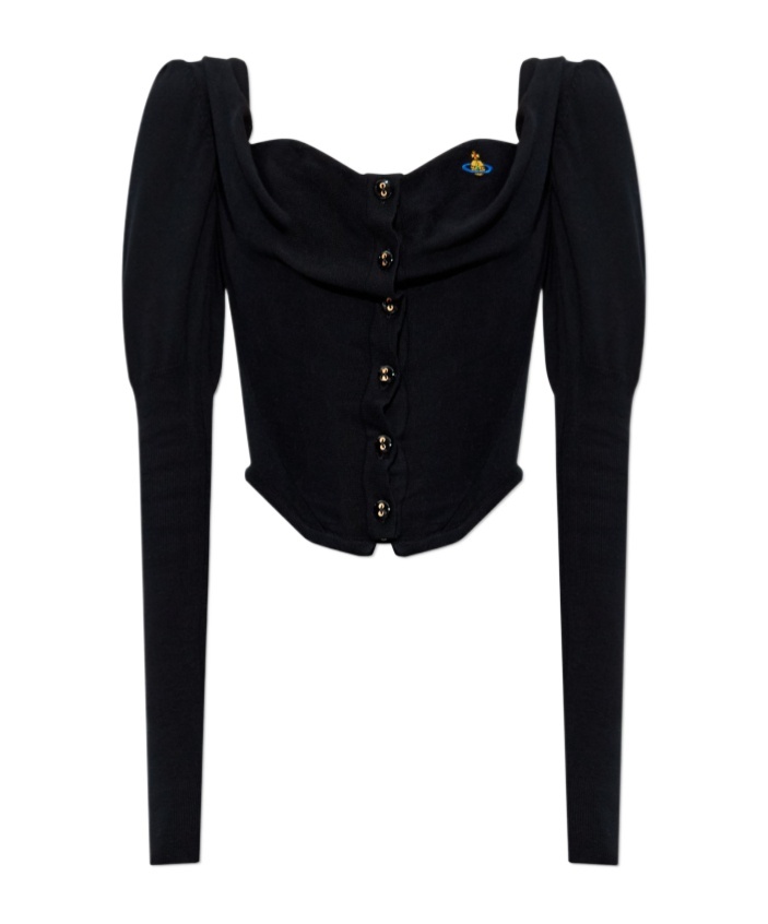 Vivienne Westwood Mens Black Bea Corset Cotton And Cashmere-blend Cardigan In Black