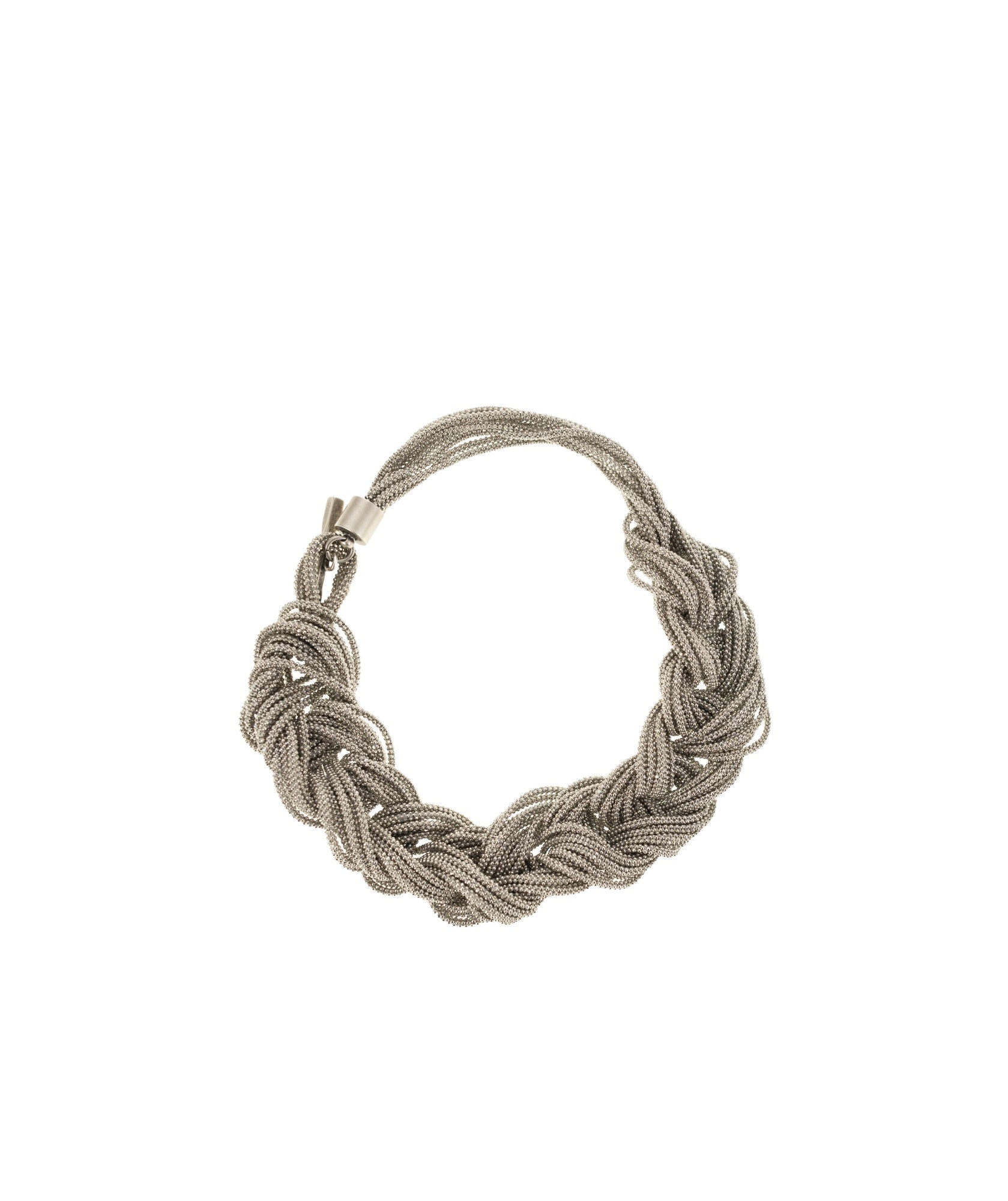 Fabiana Filippi Braided Necklace With Diamond Wire In Yellow