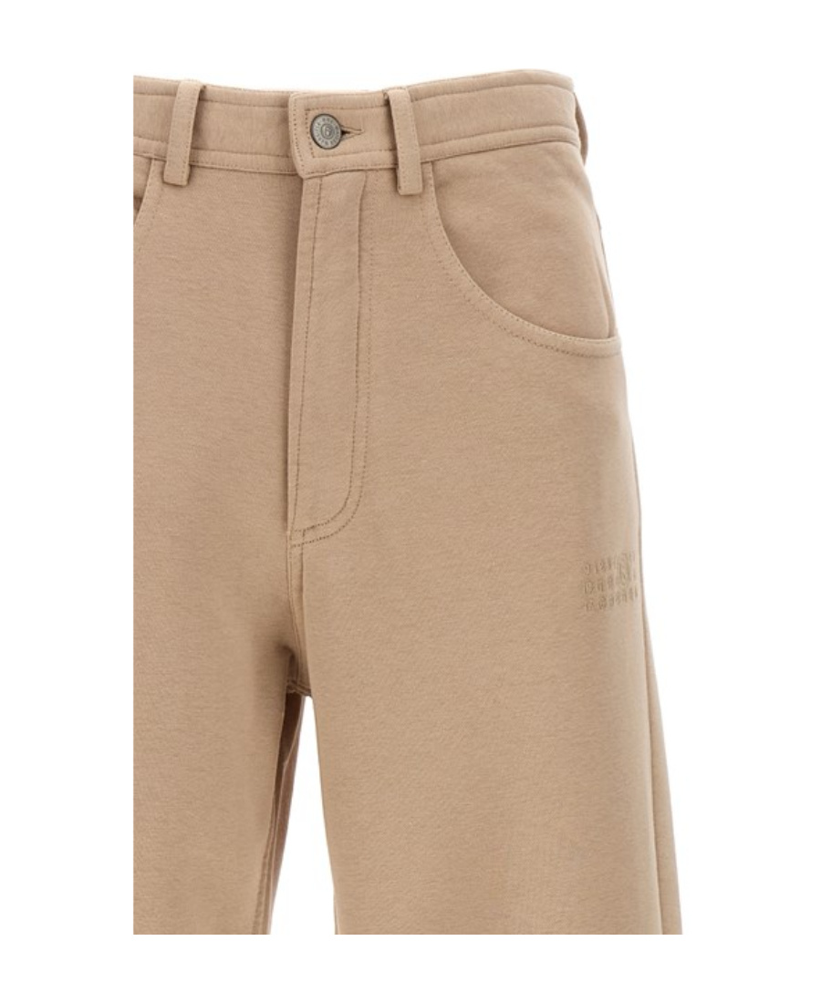 Mm6 Maison Margiela Signature Numbers-motif Wide-leg Trousers In Nude