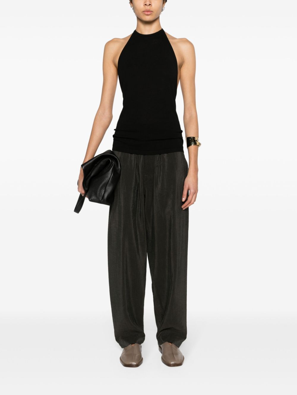 Lemaire Open-back Knitted Halterneck Top In Black