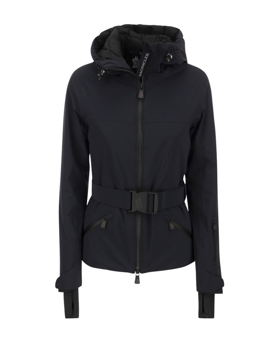 Moncler Short Drawstring Hooded Ski Down Jacket In Black