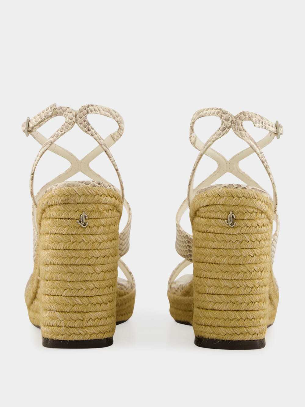 Jimmy Choo Square Toe Wedge Sandals In Neutral