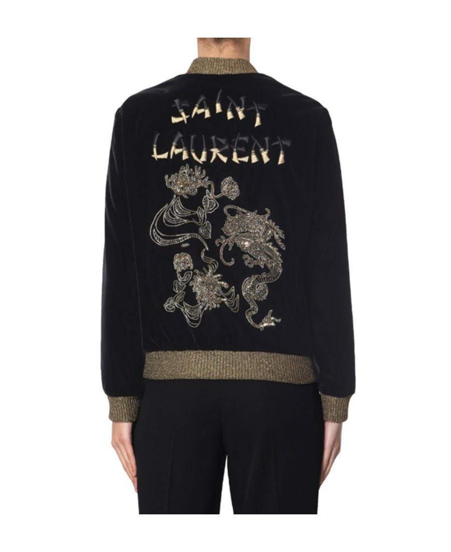 Saint Laurent Long-sleeved Pilot Baseball Casual Jacket In Black