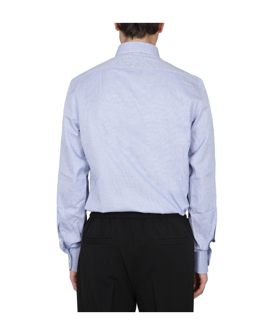 Zegna Button-down Collar Shirt With Long Sleeves In Multicolor