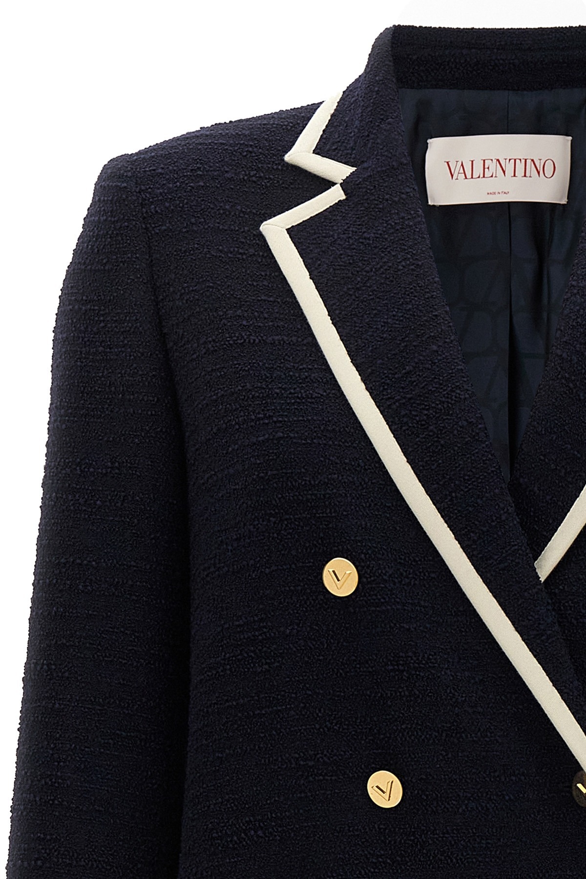 Shop Valentino Light Wool Tweed Blazer In Blue