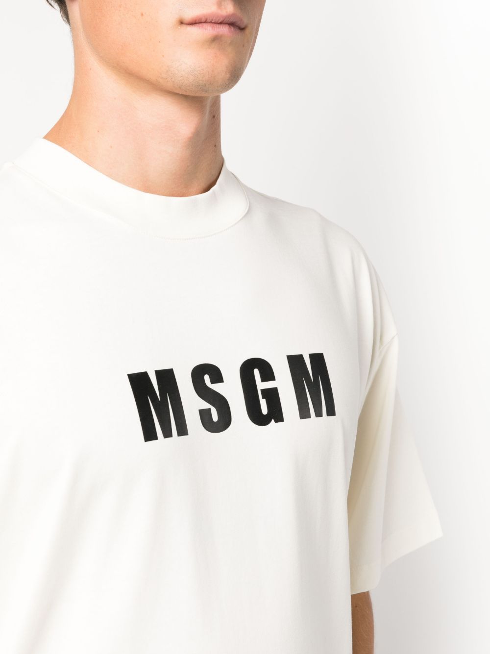 Msgm Logo-print Cotton T-shirt Clothing In White