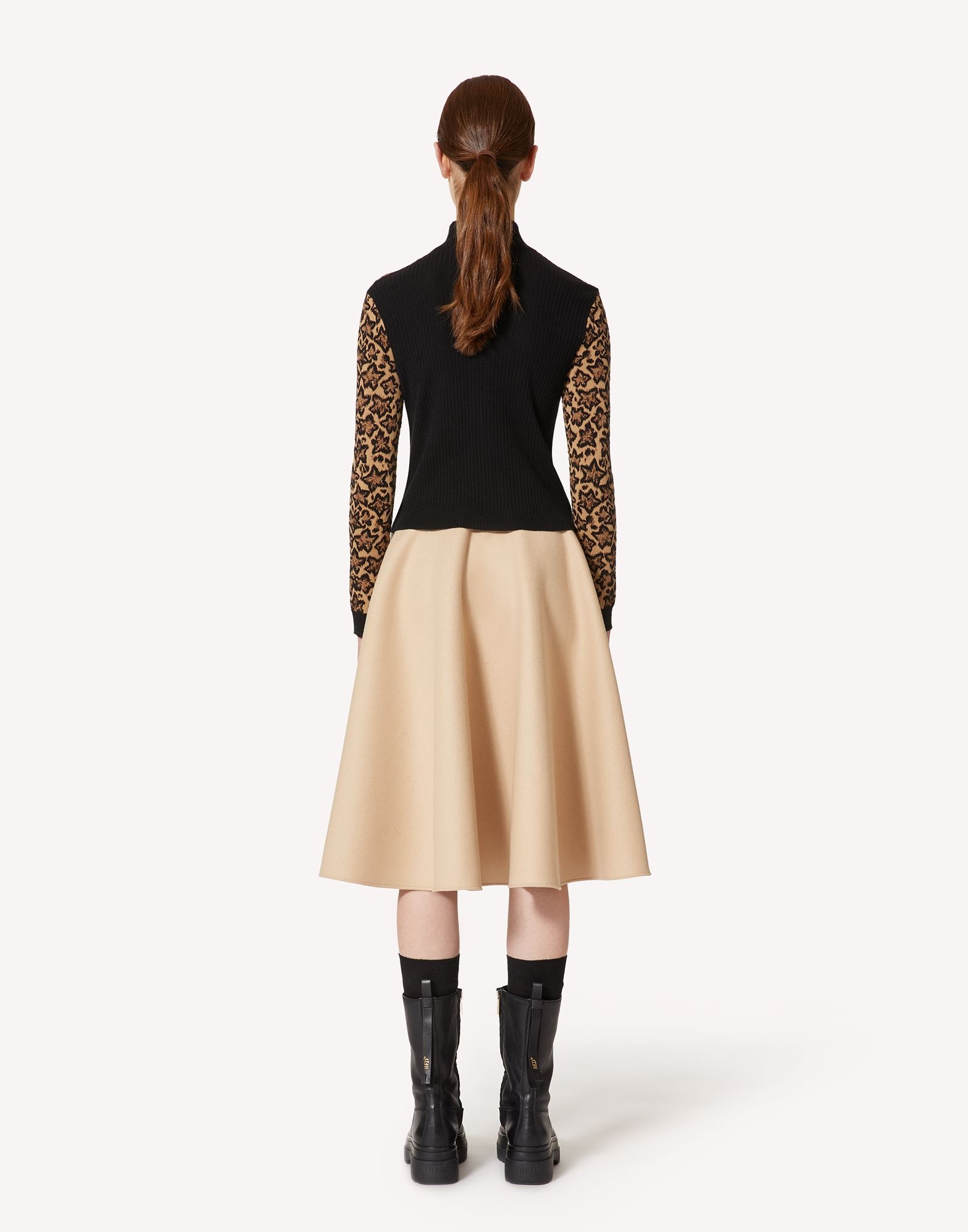 Red Valentino Leo Star Jacquard Sweater In Brown